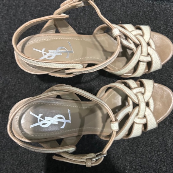 YSL Tribute high heels in beige canvas - Picture 5 of 5